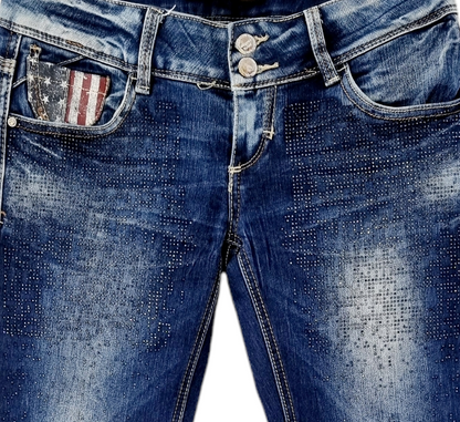 Jeans boyfriends USA avec strass (SIZE : 36)