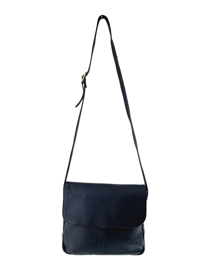 Sac bandoulière en cuir bleu marine