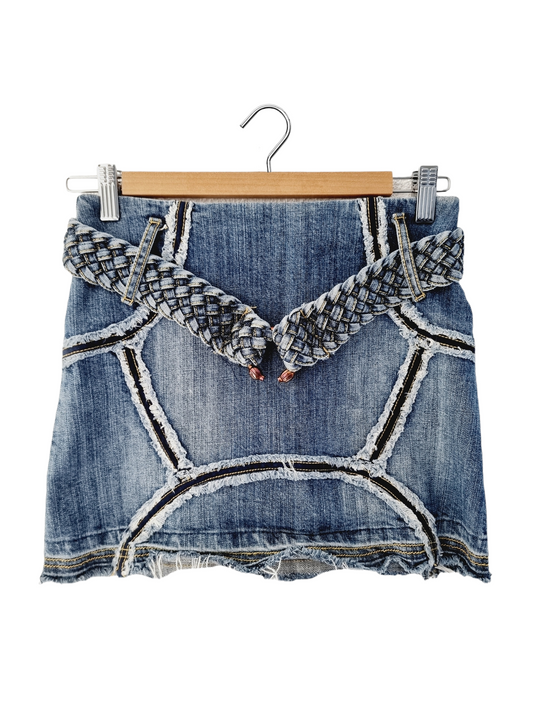 Jupe en jeans avec ceinture tressée (SIZE : 36)