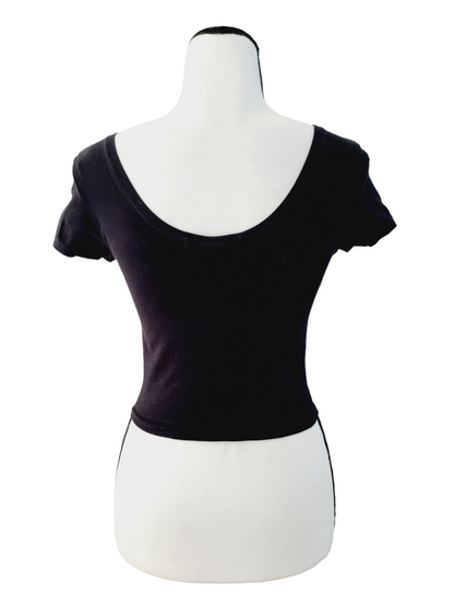 T-shirt noir crop top (SIZE : XS)