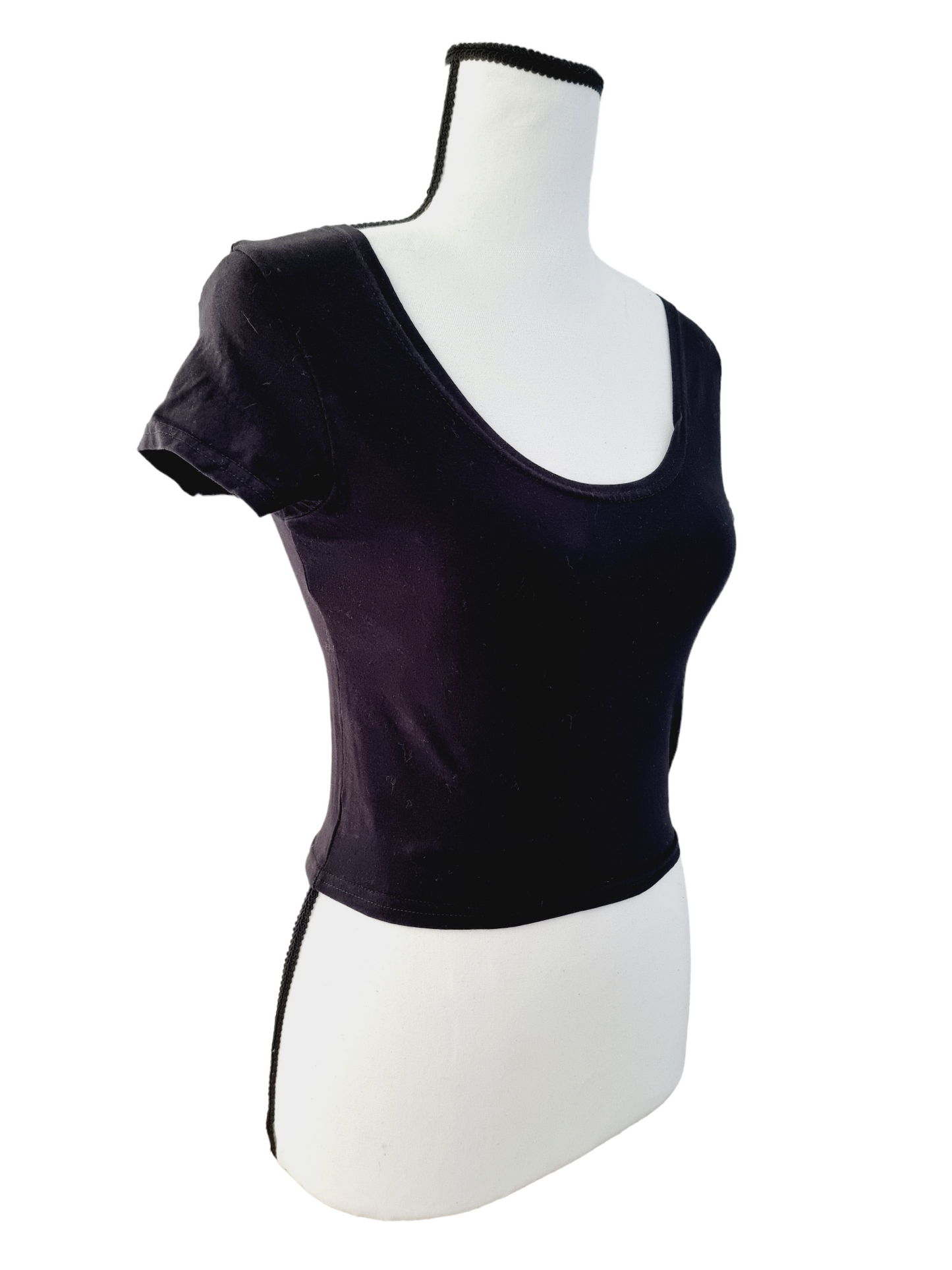 T-shirt noir crop top (SIZE : XS)