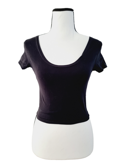 T-shirt noir crop top (SIZE : XS)