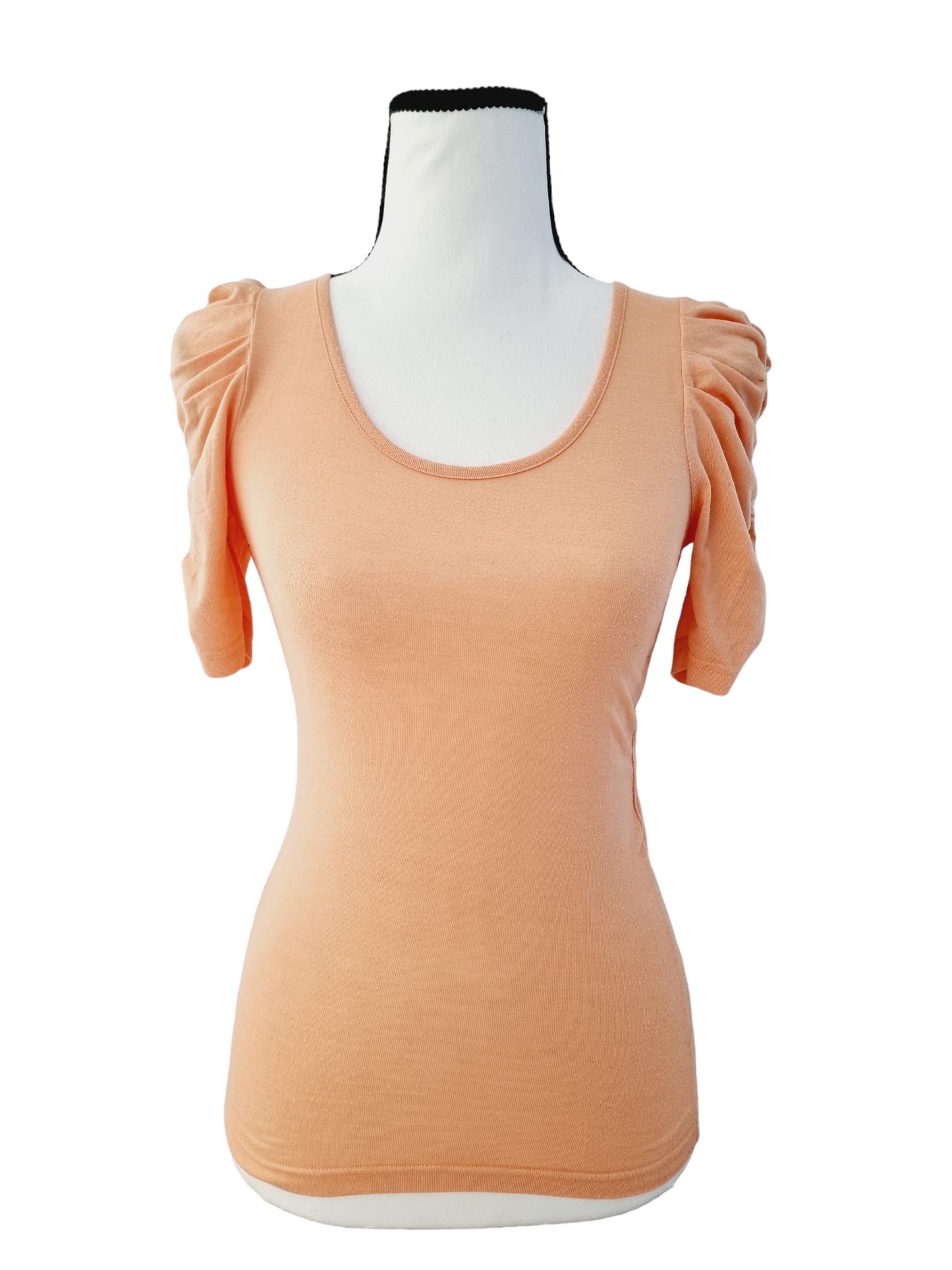 T-shirt saumon à manches bouffantes (SIZE : XS)