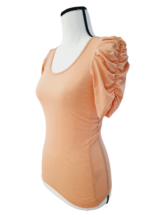 T-shirt saumon à manches bouffantes (SIZE : XS)