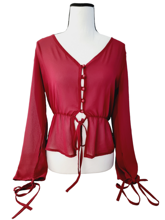 Blouse boutonnée bordeaux (SIZE : M)