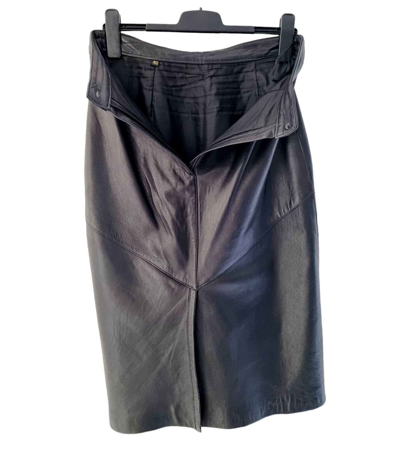 Jupe longue en cuir noir (SIZE : 40)
