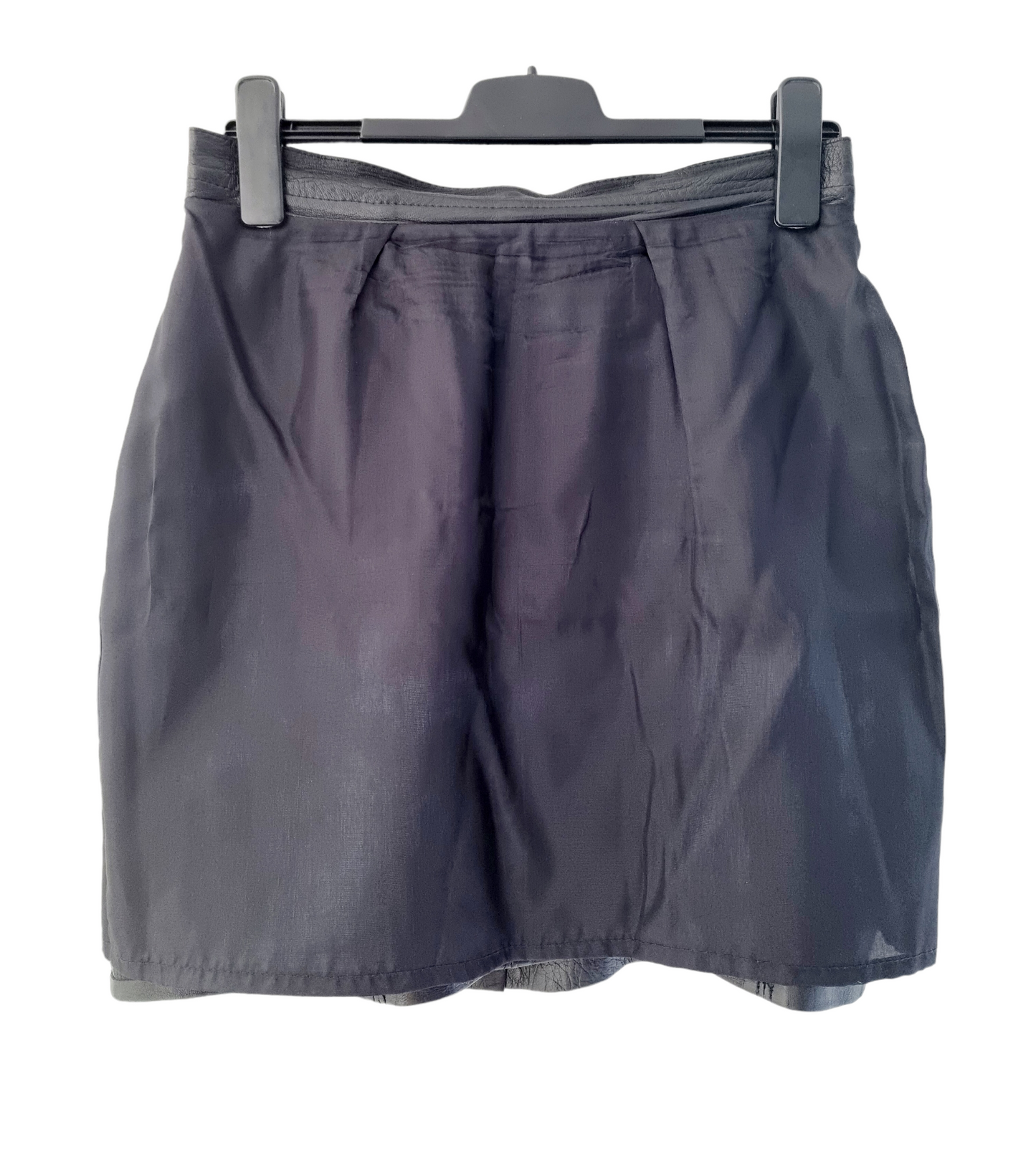 Jupe trapèze en cuir noir (SIZE : 40)