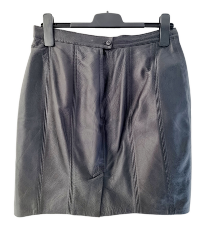 Jupe trapèze en cuir noir (SIZE : 40)