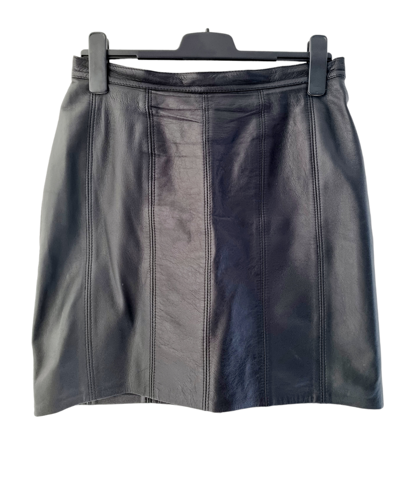 Jupe trapèze en cuir noir (SIZE : 40)