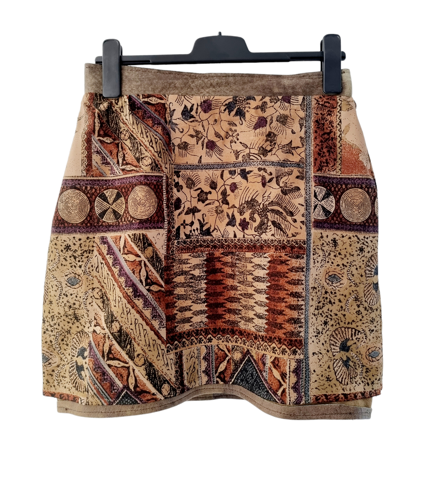 Jupe trapèze en cuir brun (SIZE : 40)