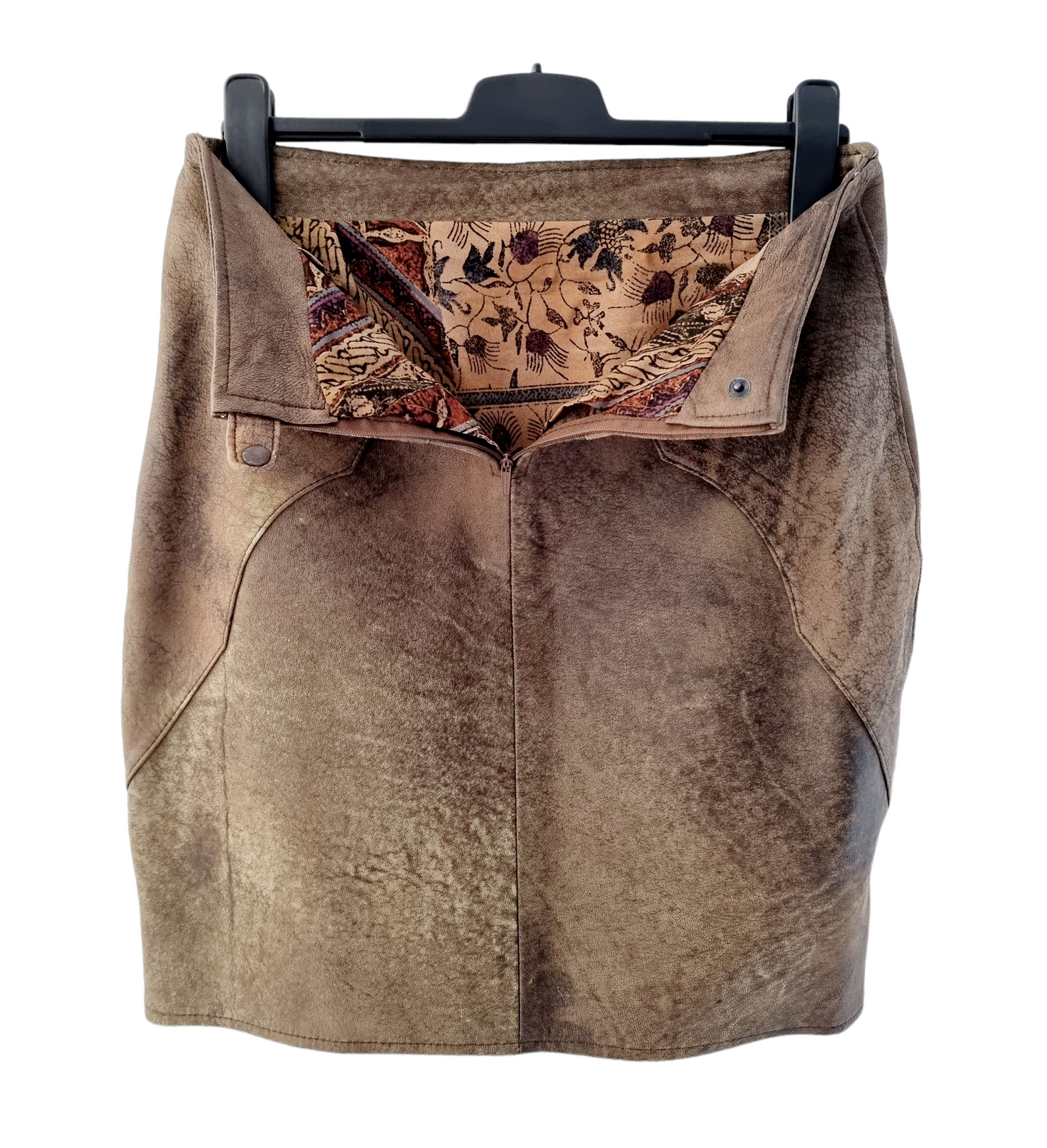 Jupe trapèze en cuir brun (SIZE : 40)