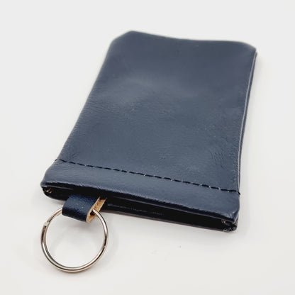 Etui porte-clés en cuir - bleu marine