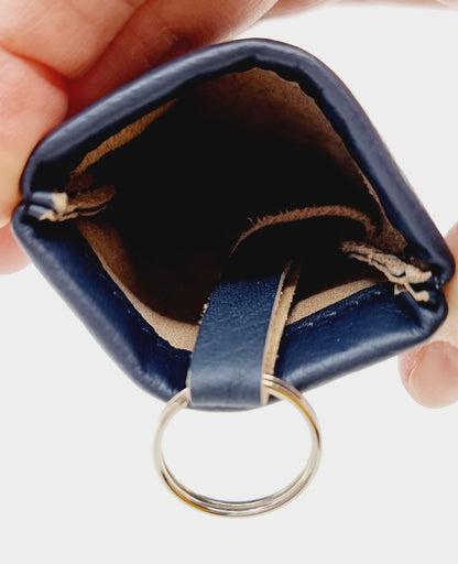 Etui porte-clés en cuir - bleu marine