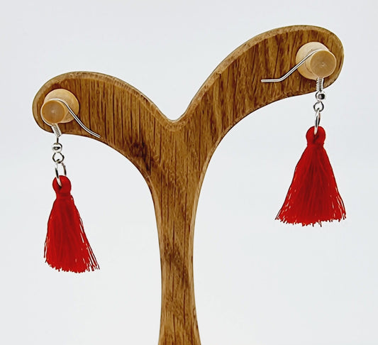 Boucles d'oreilles pompon - rouge