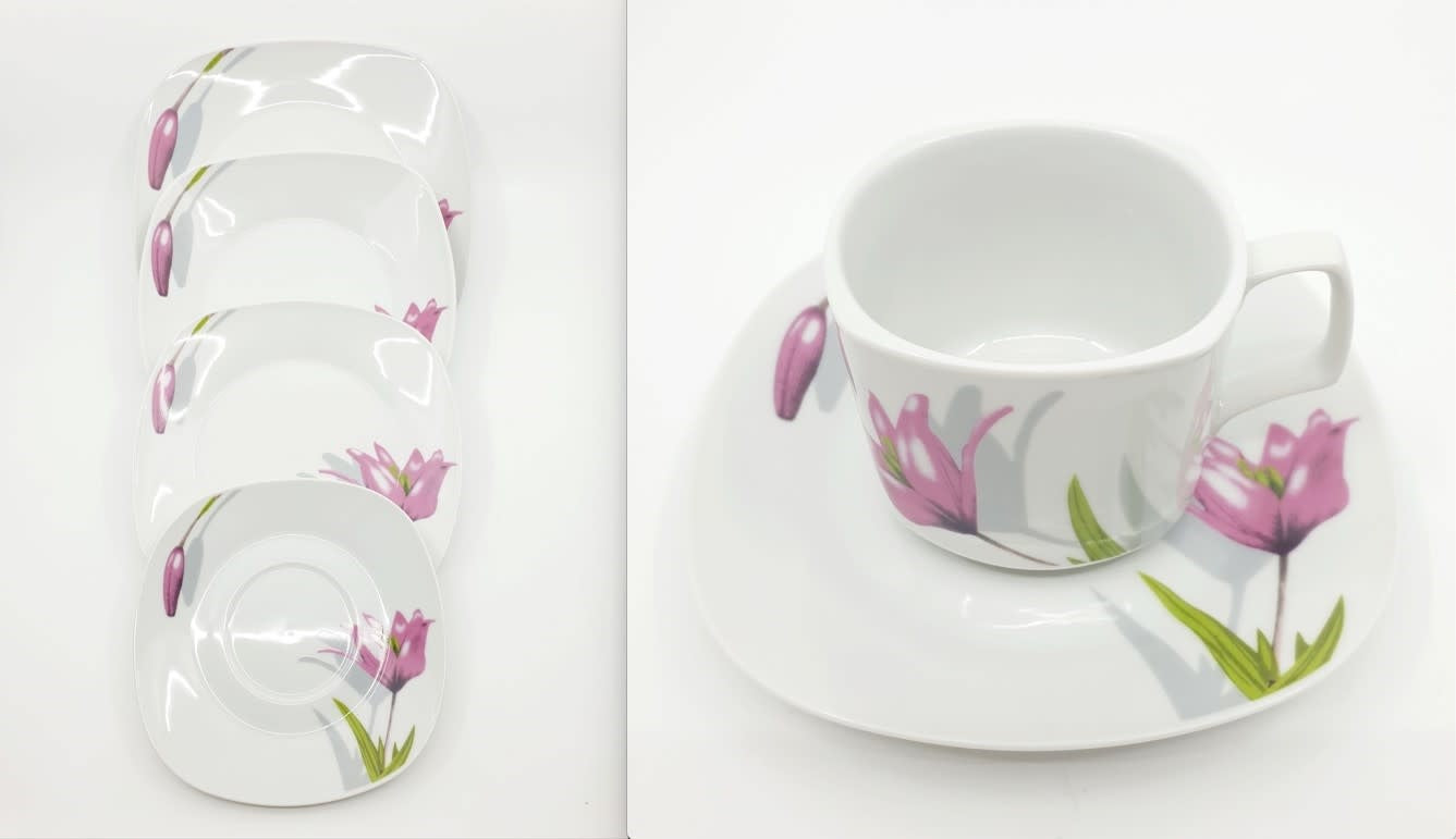 Service tasses à café et assiettes - Tulipes (30 pièces)
