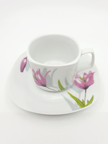 Service tasses à café et assiettes - Tulipes (30 pièces)