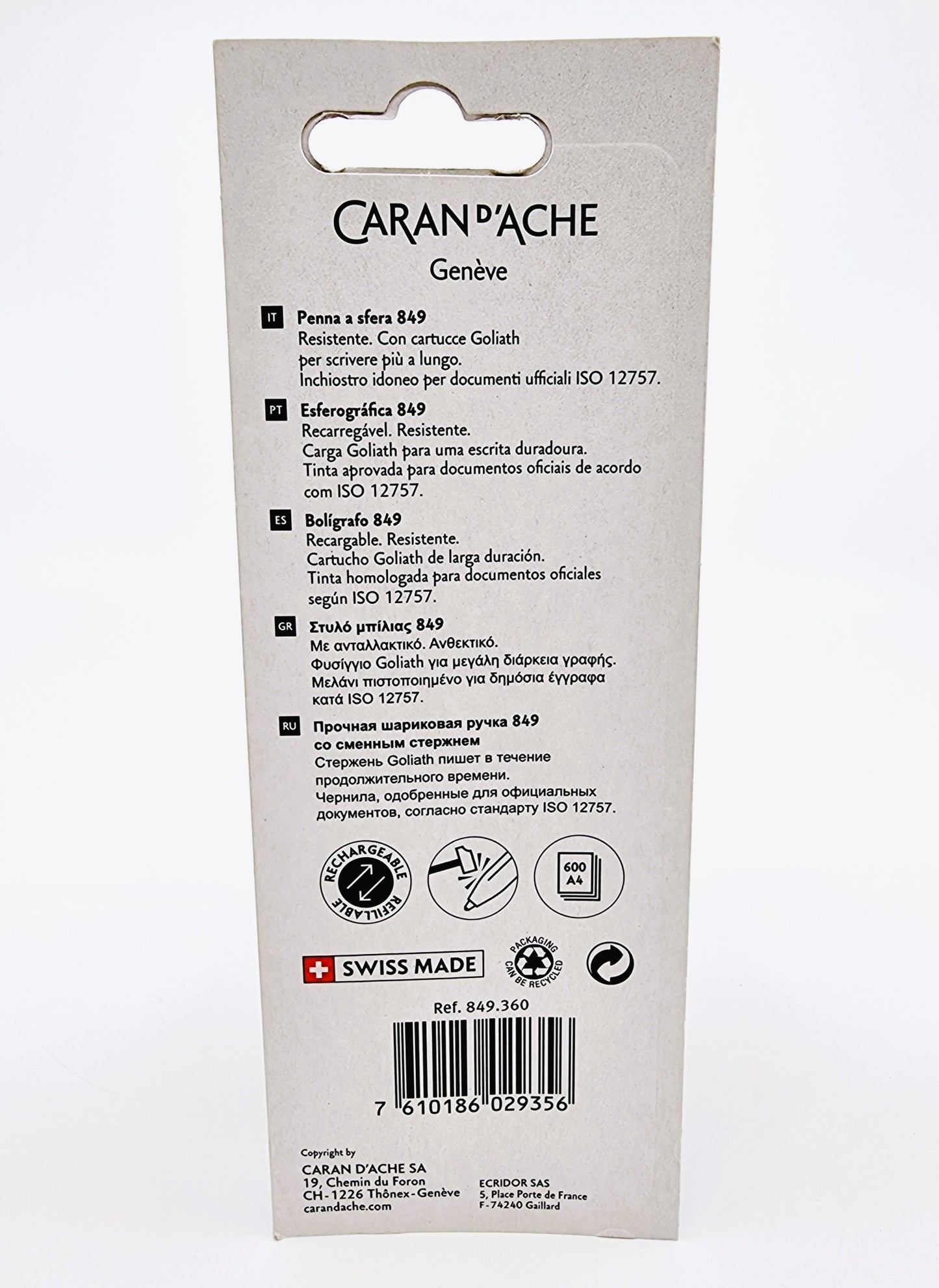 Stylo bille 849, Caran d'Ache Genève