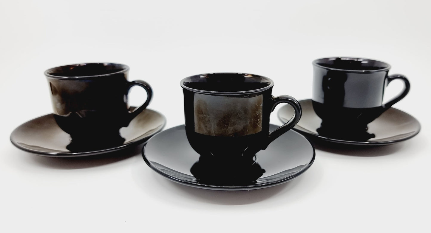 Tasse & sous-tasse à espresso - noir (2x4 pièces)