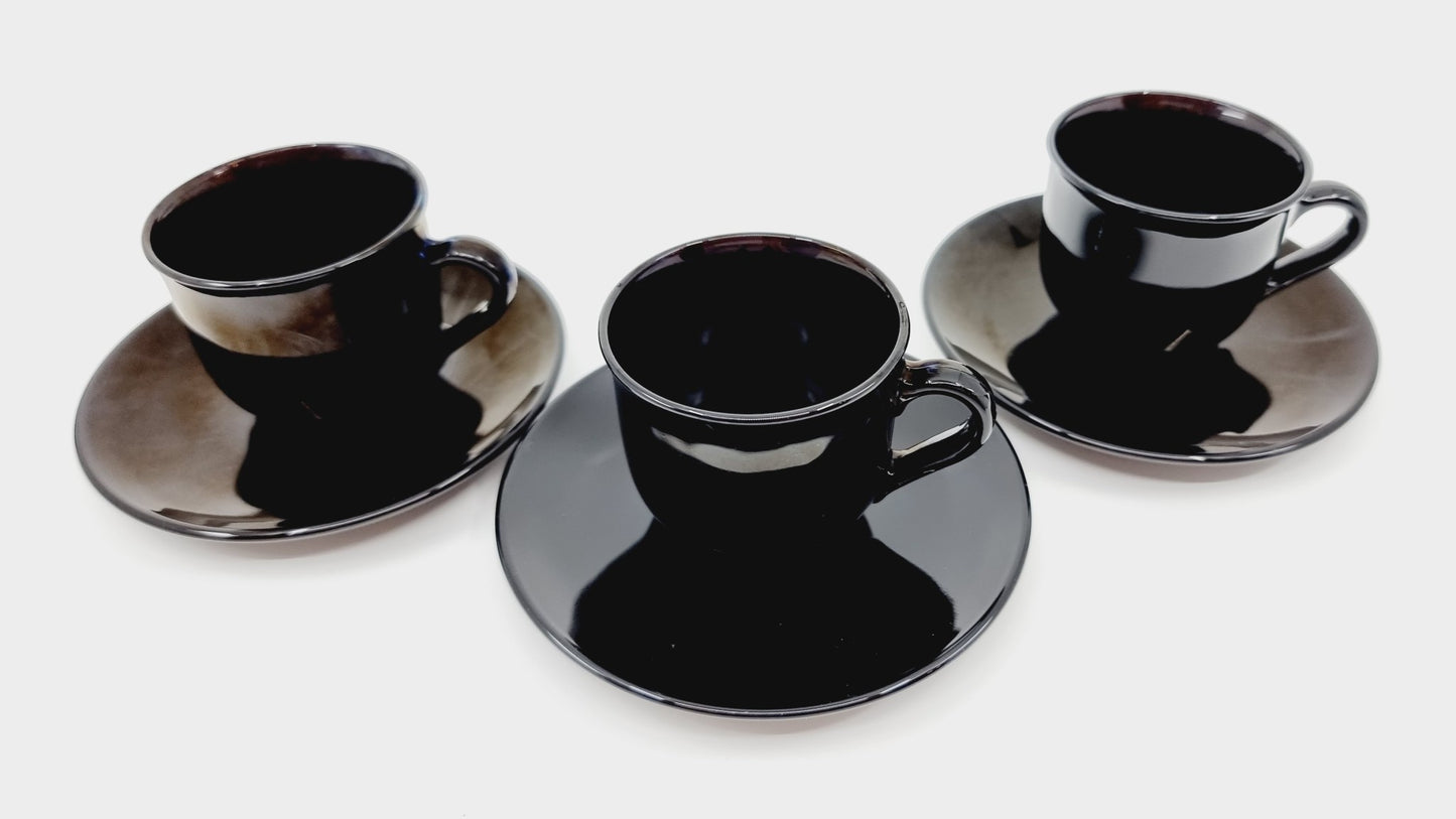Tasse & sous-tasse à espresso - noir (2x4 pièces)