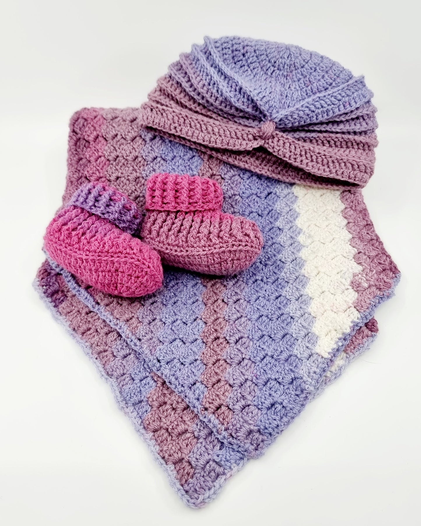 Couverture, chaussons et bonnet turban bébé - Syringa