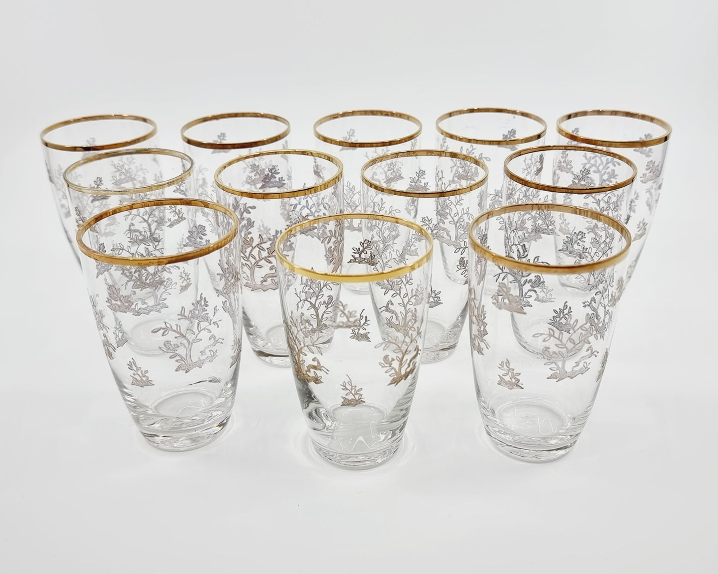 Verre à vin blanc à motif et dorure (12 pièces)
