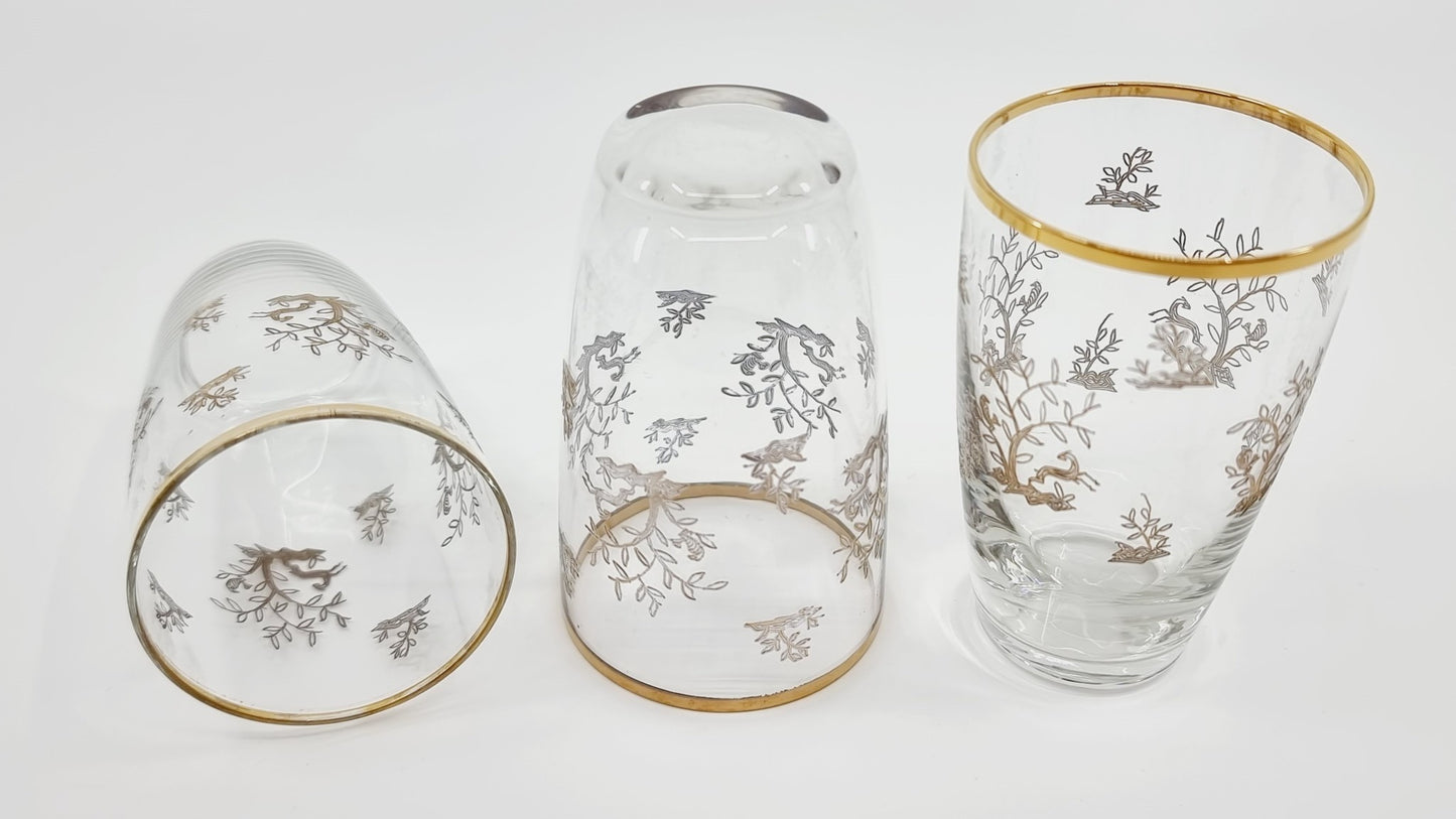 Verre à vin blanc à motif et dorure (12 pièces)