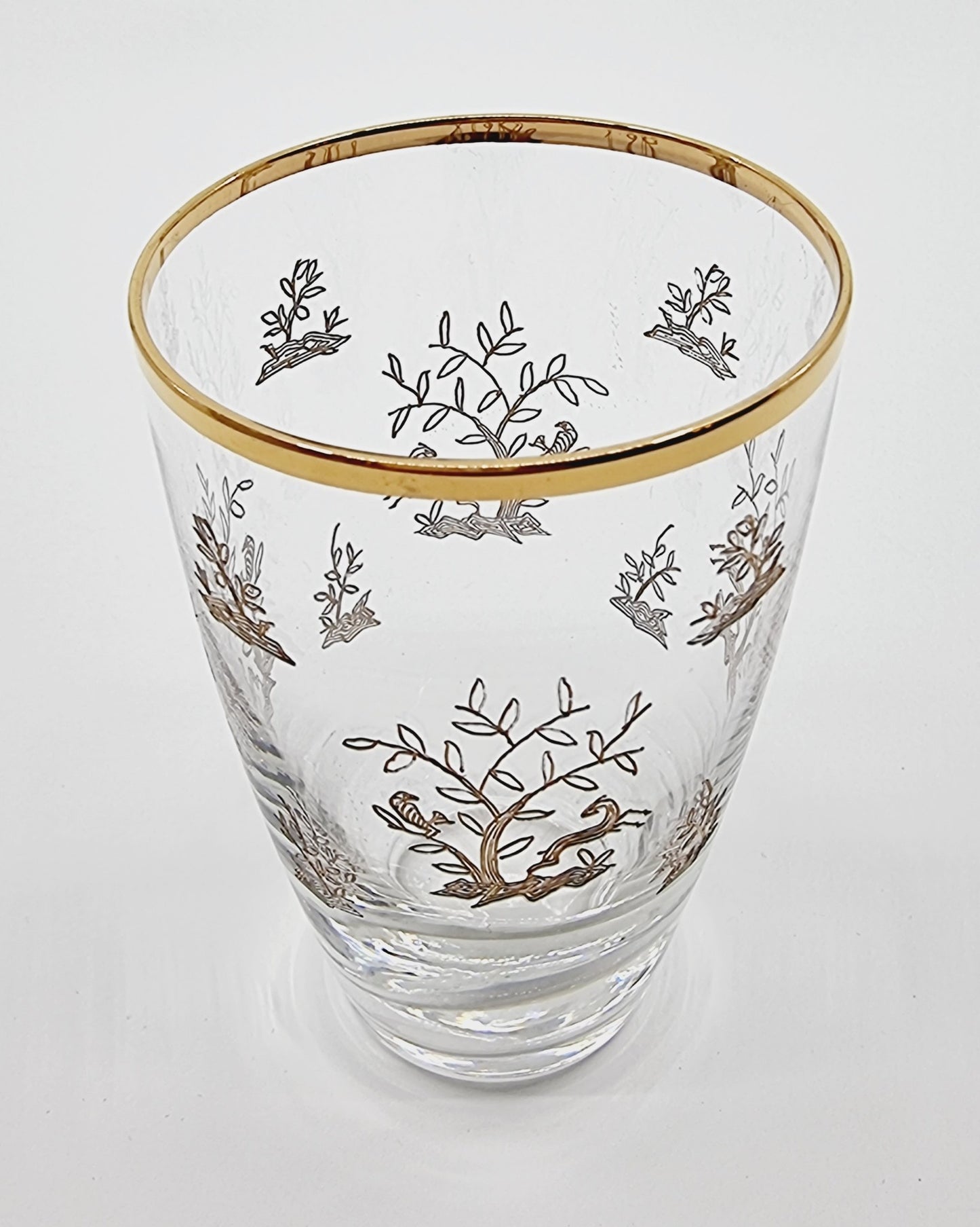 Verre à vin blanc à motif et dorure (12 pièces)