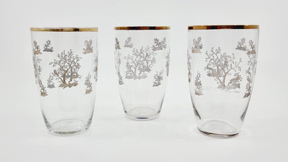 Verre à vin blanc à motif et dorure (12 pièces)