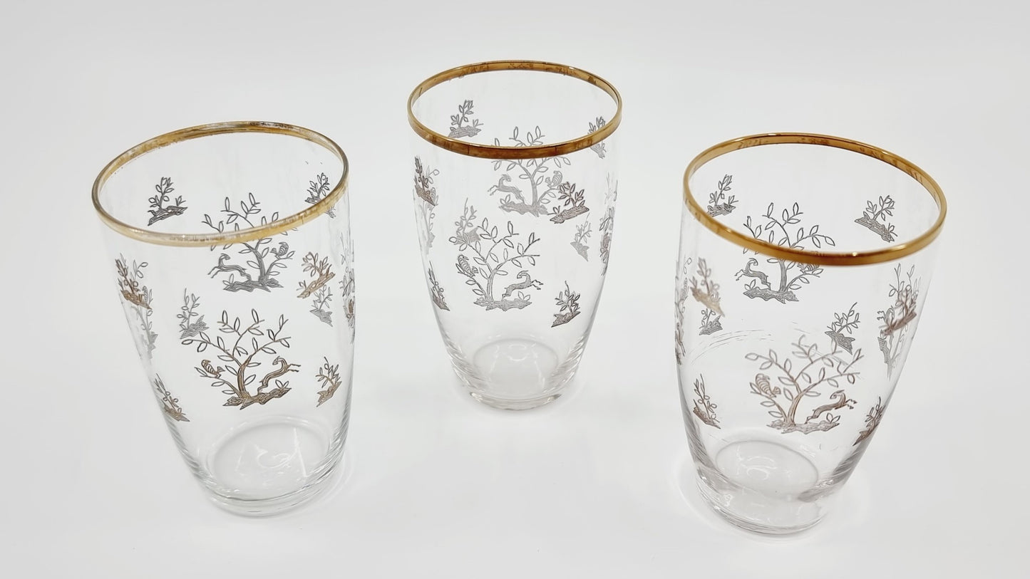 Verre à vin blanc à motif et dorure (12 pièces)