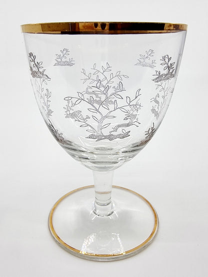 Verre à pied à motif et dorure (12 pièces)