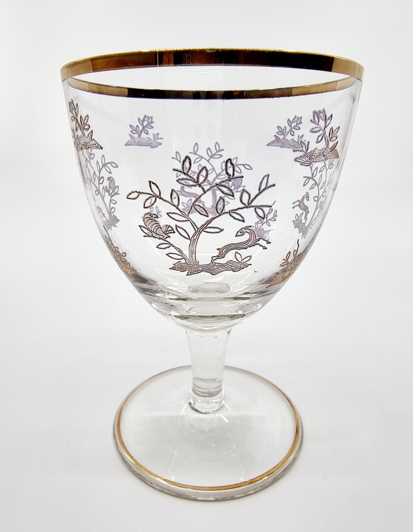 Verre à pied à motif et dorure (12 pièces)