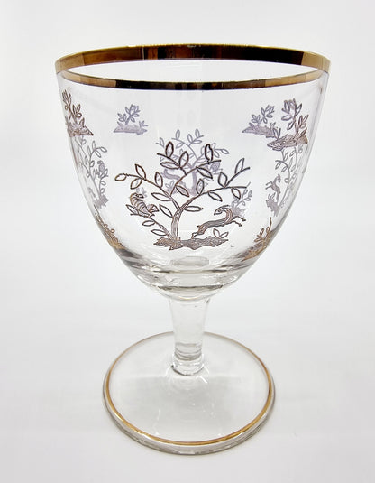 Verre à pied à motif et dorure (12 pièces)