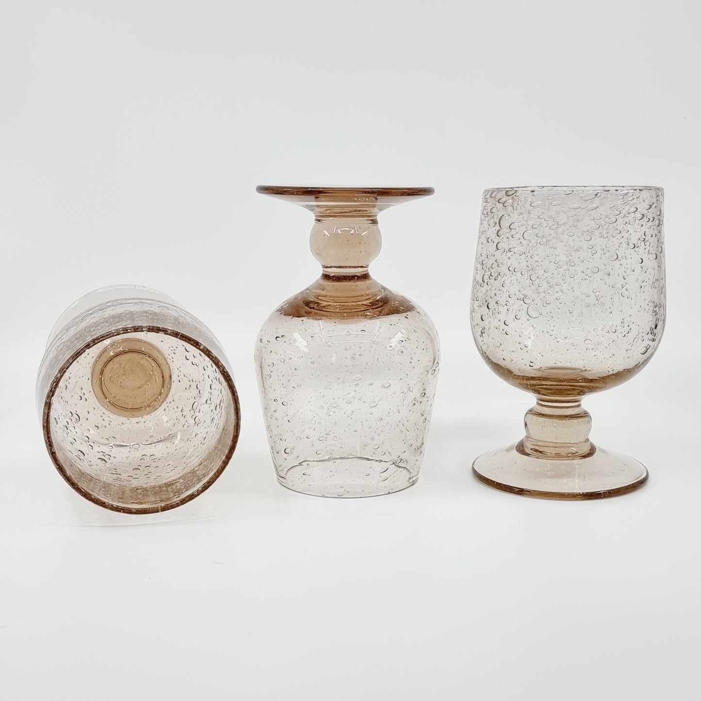 Verre à pied rosé et bullé (3 pièces)