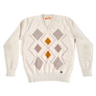 Pullover col en V motif argyle (SIZE : M)